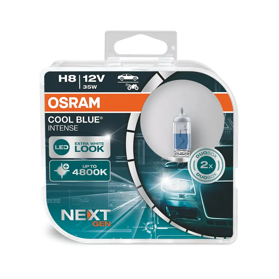 Комплект галогенових ламп Osram H8 12V 35W PGJ19-1 Cool Blue Intense Next Gen +100% 2шт/комп (64212CBN-HCB) - фото 3