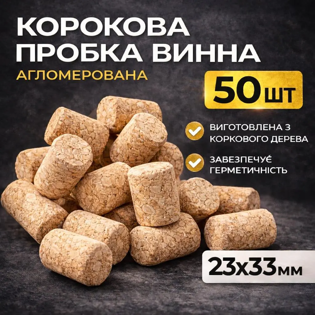 Коркова пробка винна 23х33 мм 50 шт - фото 2