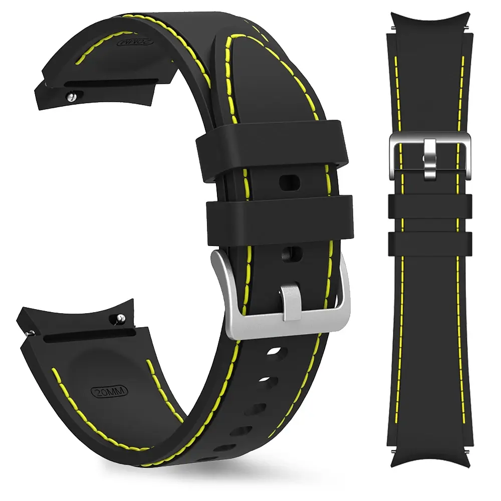 Ремінець для Samsung Galaxy Watch 5 44mm - чорно-жовтий ширина кріплення 20мм силікон Watchbands RLine (W45-1WB71371881) - фото 5