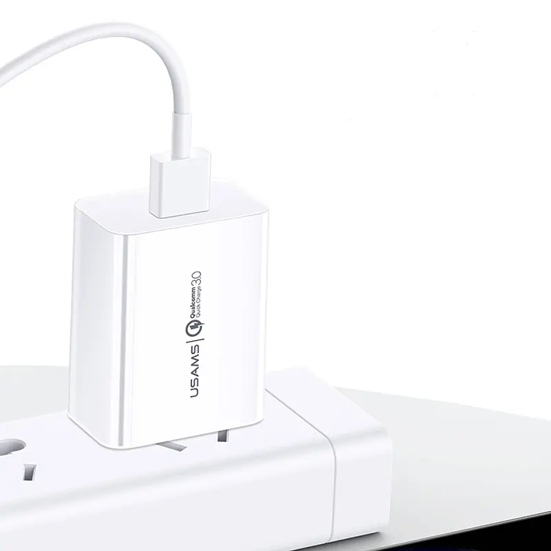 МЗП USAMS US-CC083 T22 Single USB QC3.0 Travel Charger (EU) Білий - фото 2
