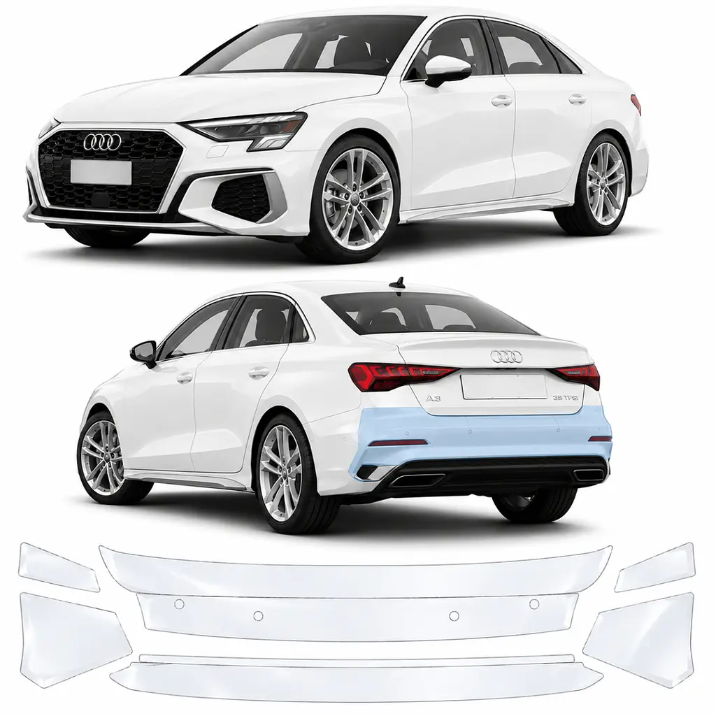 Антигравійна захисна бронеплівка за лекалами для Audi A3 8Y 2020-2024 - задній бампер