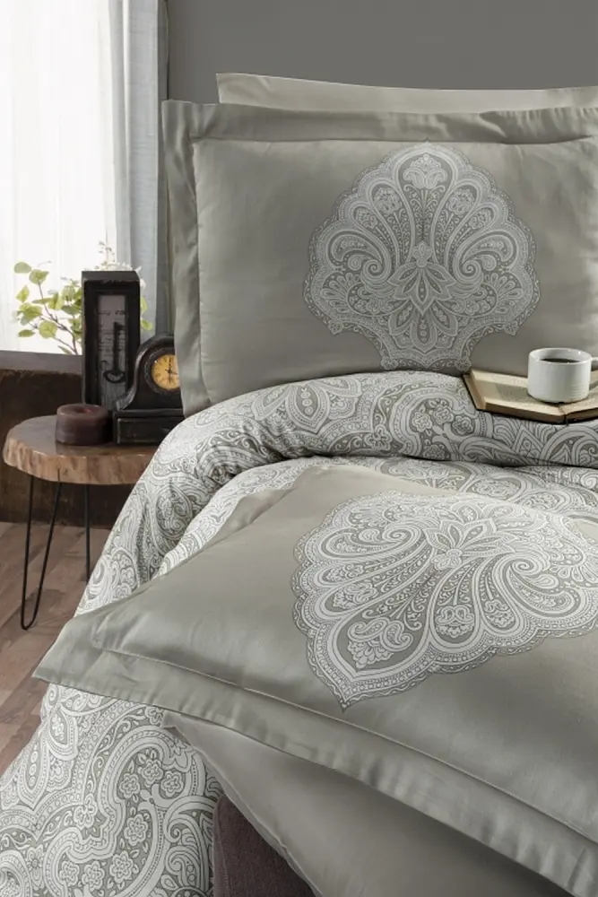Турецька постільна білизна First Choice Cotton Satin Milena Beige євро - фото 2