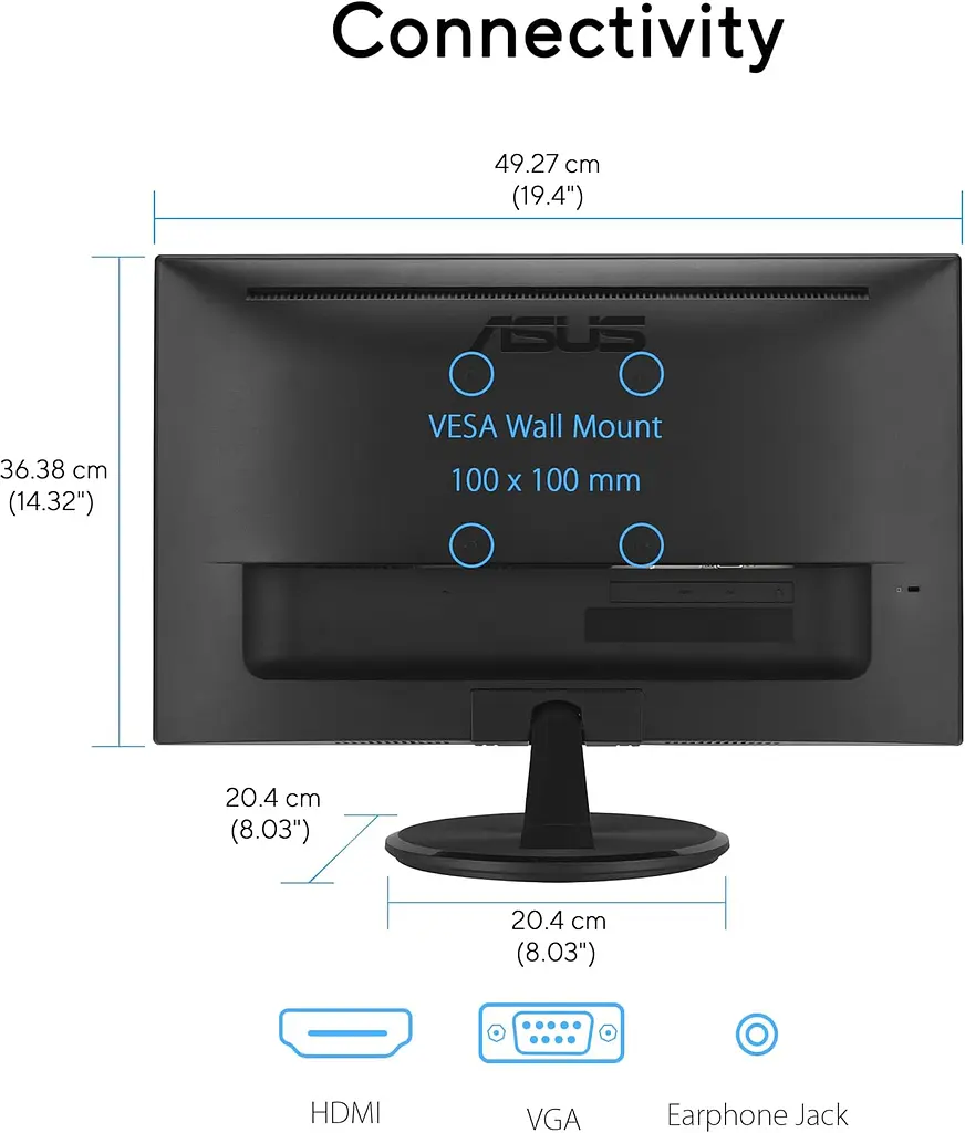 Монітор Asus 21.45" VP227HF (90LM0880-B01O71) VA Black 100Hz - фото 6