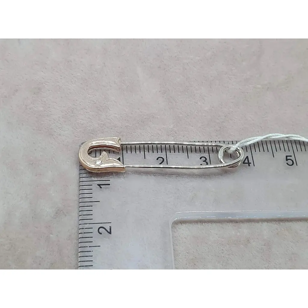 Золота брошка-шпилька Гаразд з діамантом. 3083329Б - фото 4