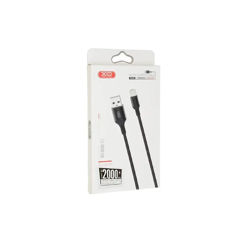 Дата кабель USB 2.0 AM to Micro 5P 2.0m 1.5A braided black XO (NB143-M2-BK) - фото 2