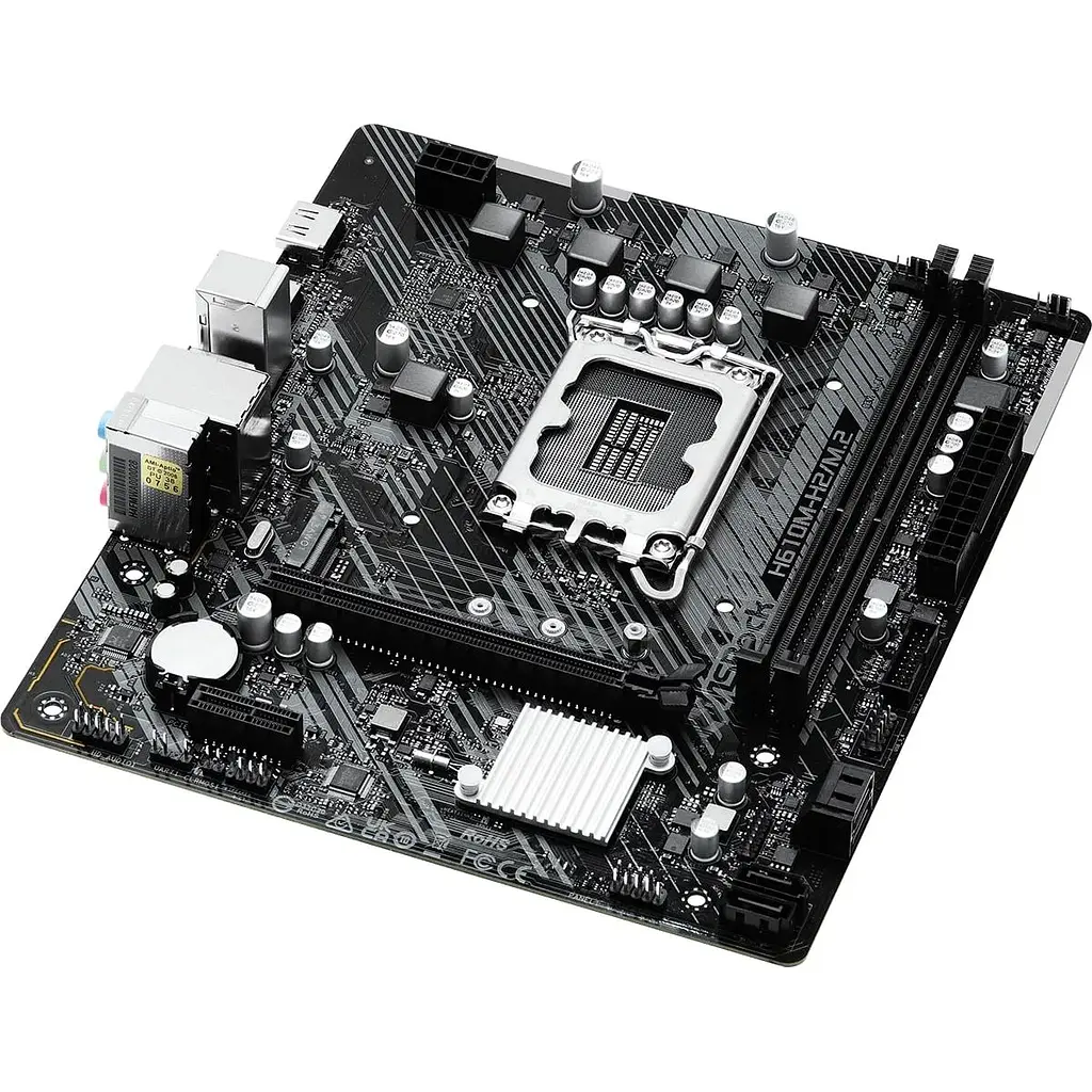 Материнська плата ASRock LGA1700, H610M-H2/M.2, H610, 2xDDR4, Int.Video(CPU), 4xSATA3, 1xM.2, 1xPCI-E 4.0 x16, 1xPCI-E 3.0 x1, ALC897, RTL8111H, 4xUSB3.2/6xUSB2.0, 2xHDMI, MicroATX - фото 2