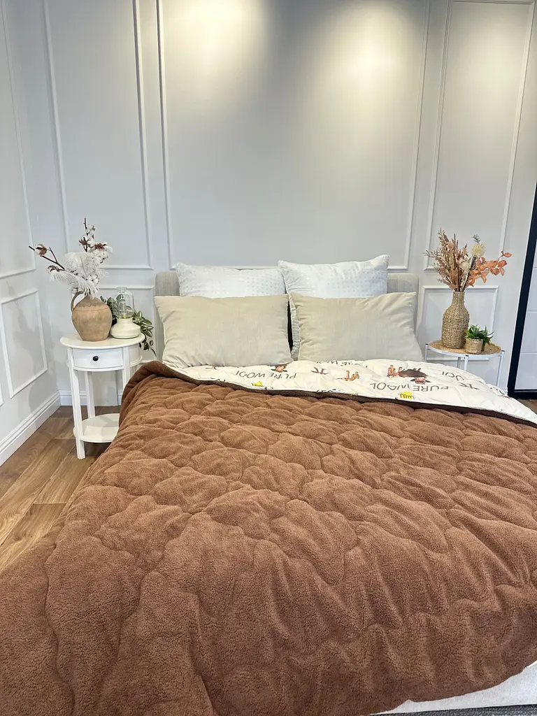 Ковдра полуторна відкрита двостороння з вовни Arda Pure Wool 21445 150х210 см шоколадне - фото 8