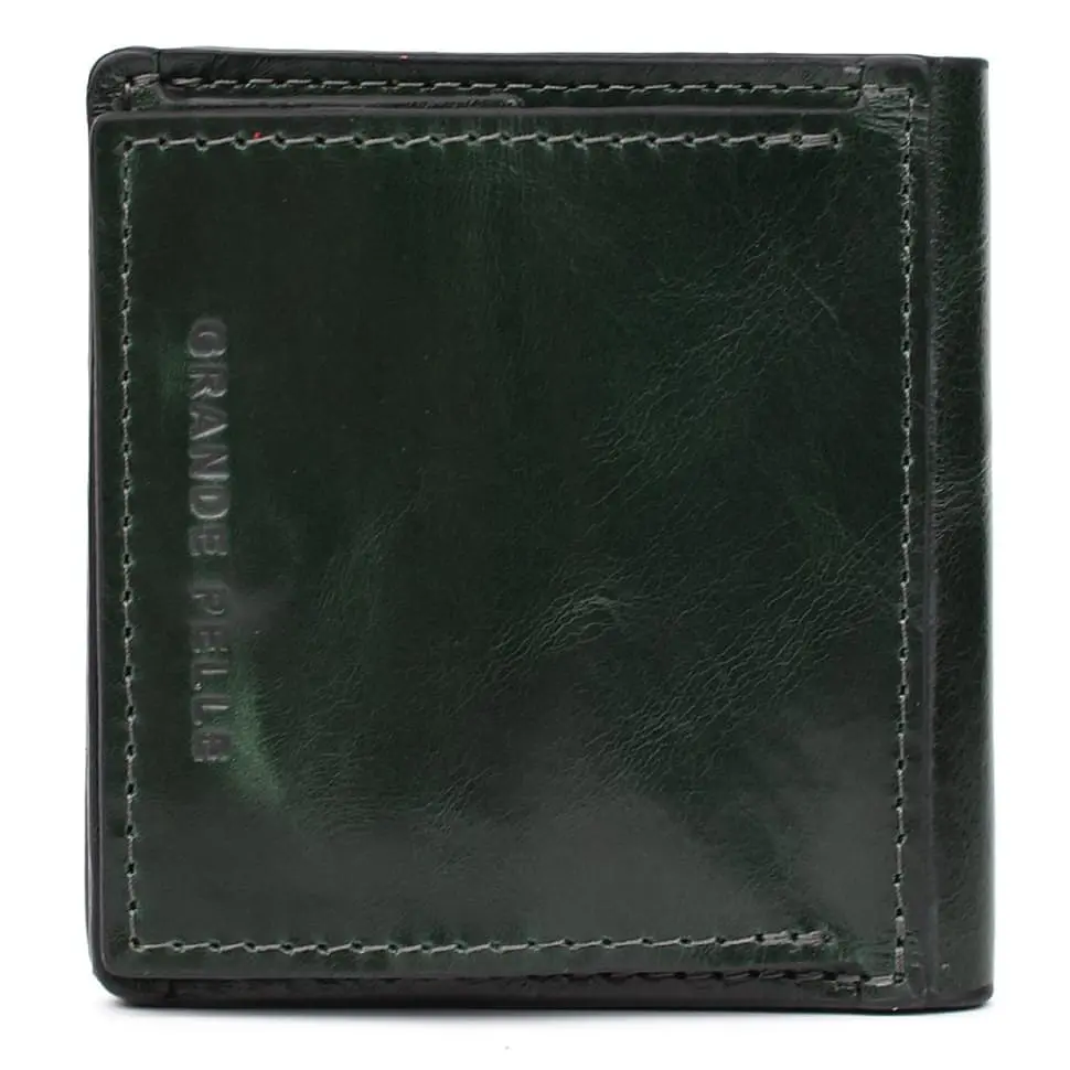 Портмоне Lettera с монетницей зеленый Алькор GRANDE PELLE 10х10х2.5 см acs0032119 - фото 4