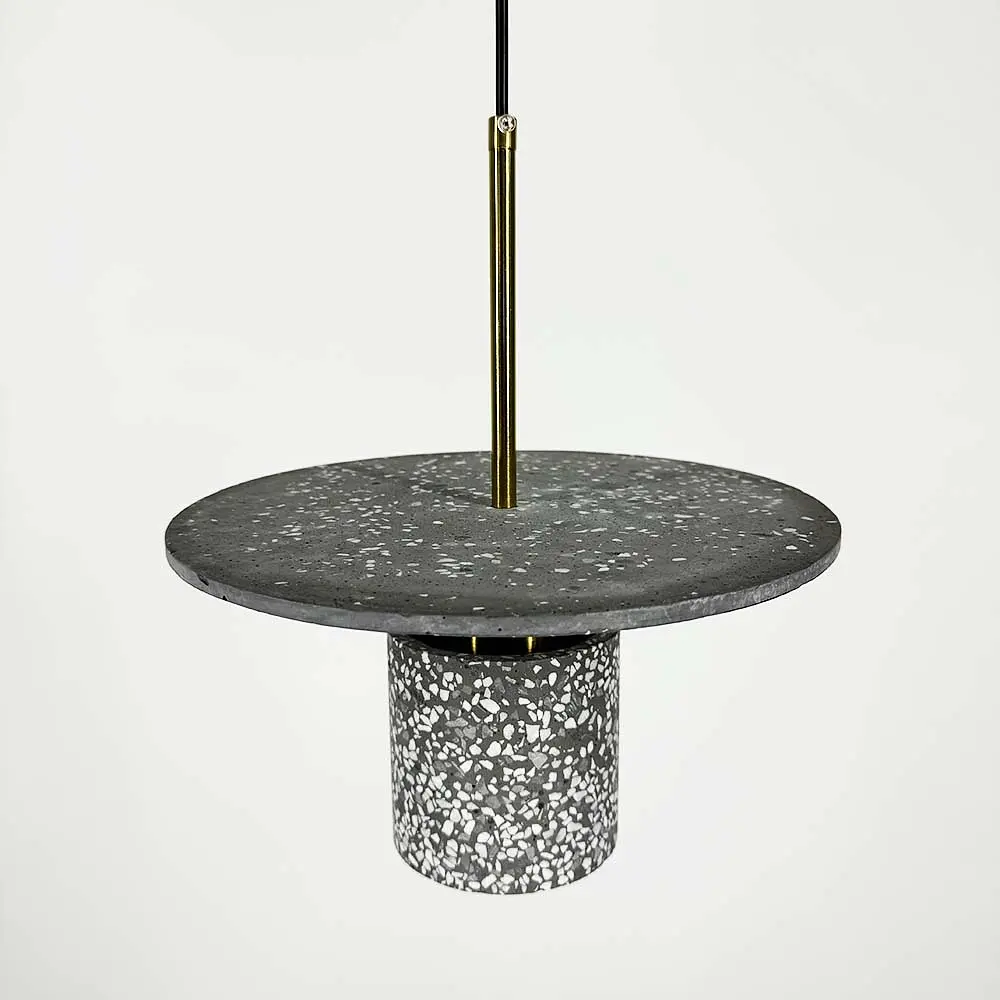 Підвіс Terrazzo Cylinder із сірим бетонним плафоном 30 см в стилі Ар-деко Line.F MJ 162-300 BK - фото 2