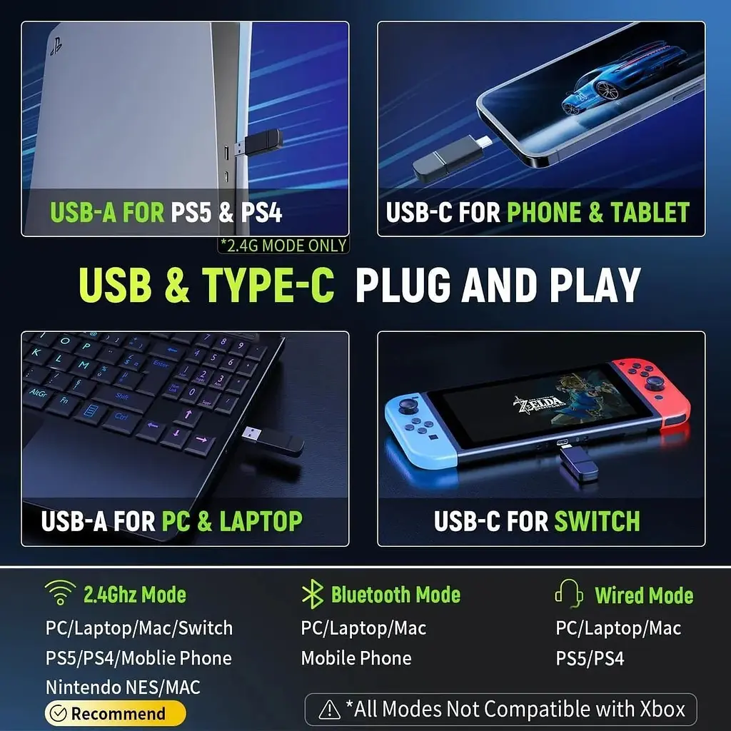 Бездротова ігрова гарнітура для ПК PS5 Ps4 з мікрофоном - фото 3