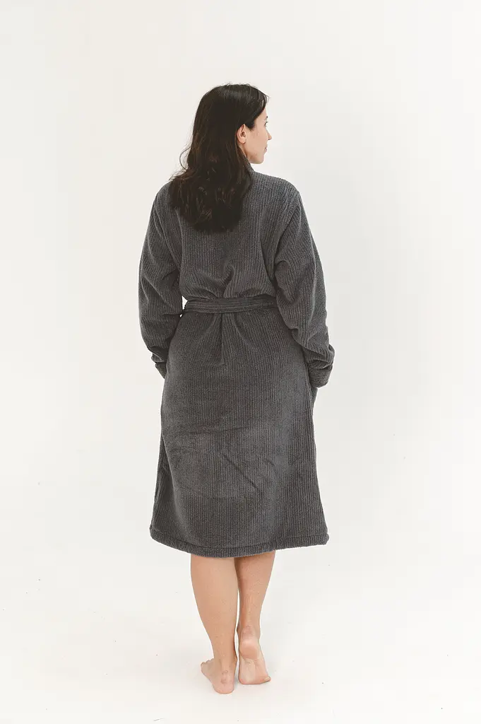 Халат-кимоно unisex Lotus Home - Bold Microcotton antrasit махровый M - фото 7