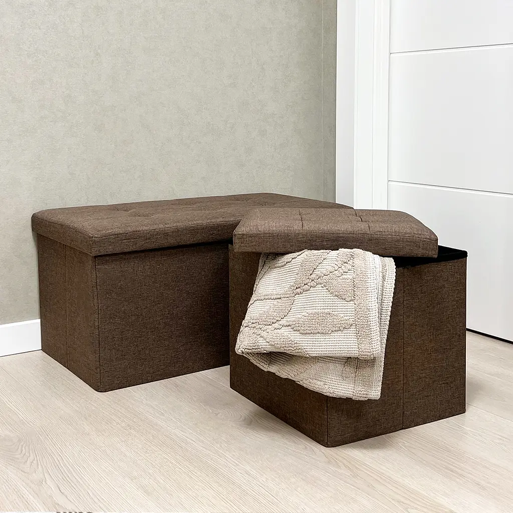 Пуф для хранения МВМ My Home 380х380х380 мм коричневый (TH-03 BROWN) - фото 7