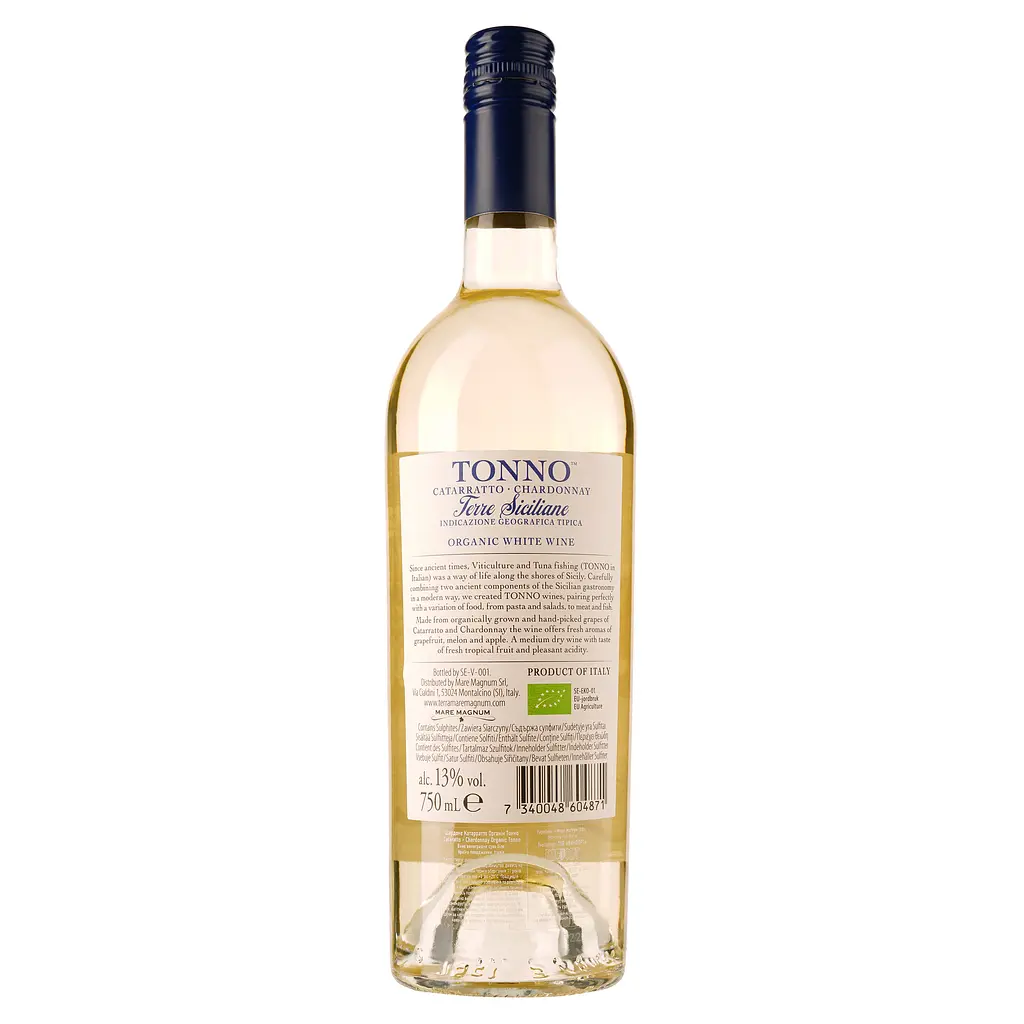 Вино Mare Magnum Cataratto Chardonnay Organic Tonno, біле, сухе, 12,5%, 0,75 л - фото 2