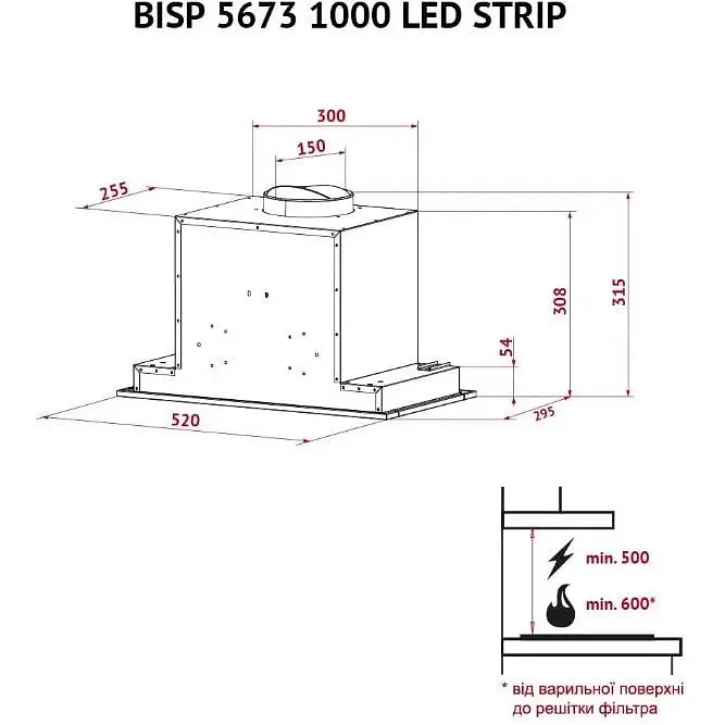 Витяжка Perfelli BISP 5673 BL 1000 LED Strip - фото 10