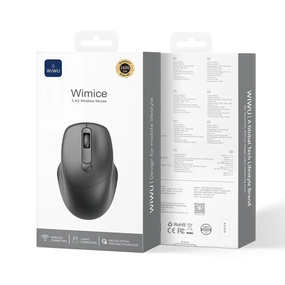 Маніпулятор миша бездротова WIWU 2.4G Wireless Mouse WM113 Black - фото 5