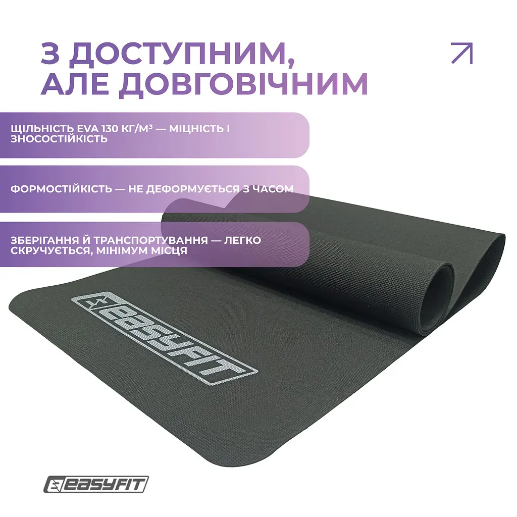 Коврик для фитнеса EasyFit EVA 3 мм (черный) - фото 4