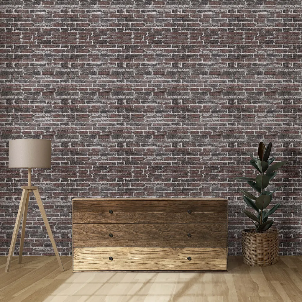 Самоклейка декоративна 3D панель 3D Loft під червону катеринославську цеглу в рулоні 20 м 20000x700x3мм - фото 4