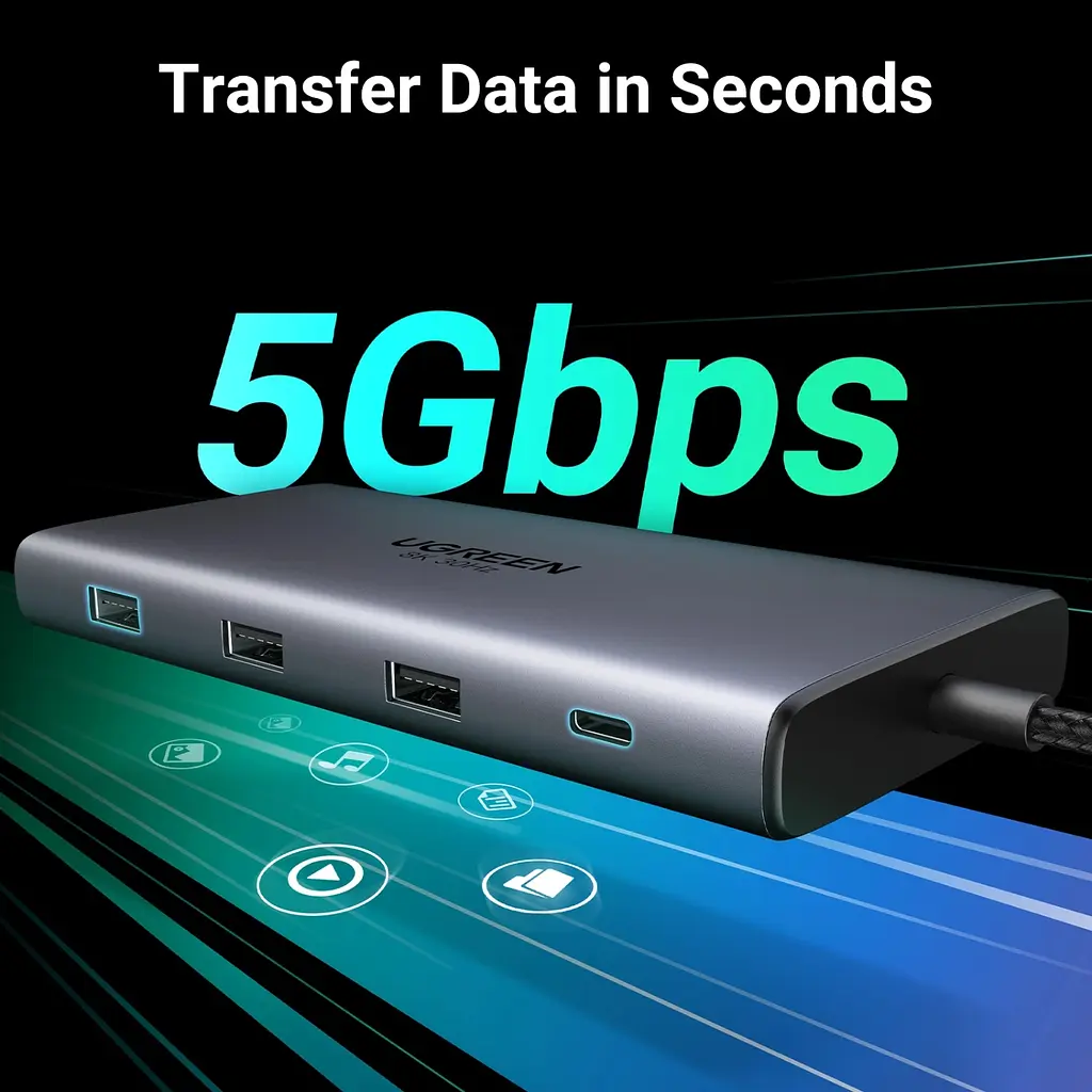 Док-станція USB3.2 Type-C --> HDMIx2,8K30Hz/4K60Hz/3xUSB-A/2xUSB-C 3.2/ RJ45/SD/TF/PD 100W CM639 - фото 5