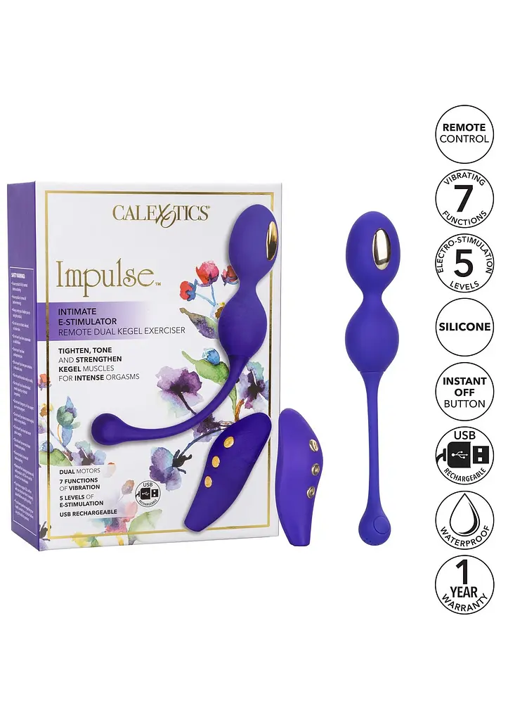 Вагінальні кульки CalExotics E-stim Dual Kegel Exerciser, 19.7 см, фіолетовий - фото 12