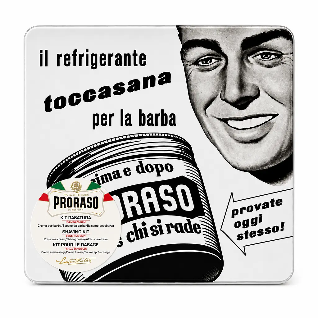 Набір подарунковий для гоління Proraso Vintage Selection Toccasana в металевій коробці Делікатне гоління та догляд для чутливої шкіри - фото 2