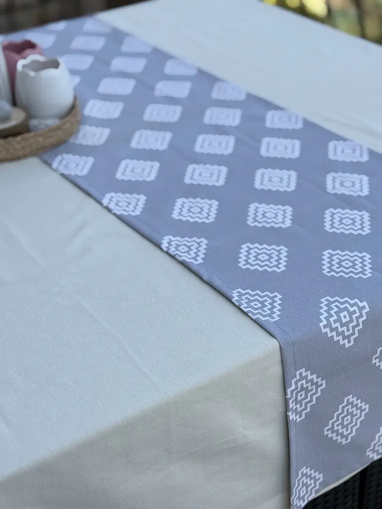 Ранер доріжка Ecotton DUCK 45x170 см для обіднього столу водовідштовхувальна сірого кольору геометрія (25147) - фото 3