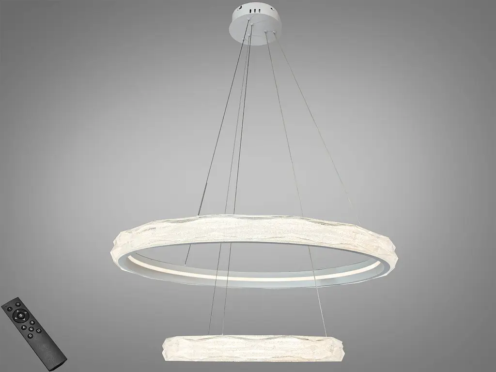 Підвісна LED-люстра в спальню Diasha 583-800+500WH біла, 2 кільця, 200 Вт, 80 см, до 30 м2 - фото 2