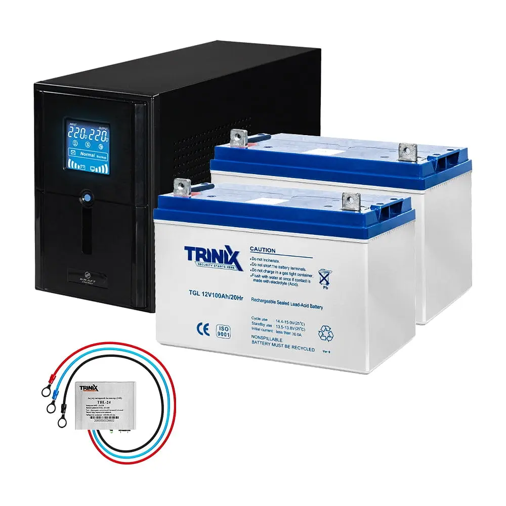 Комплект резервного живлення: Kraft PSW1000VA/800W(LCD)24V UPS + гелева батарея 2540 Вт*год (42-00061-5) - фото 6