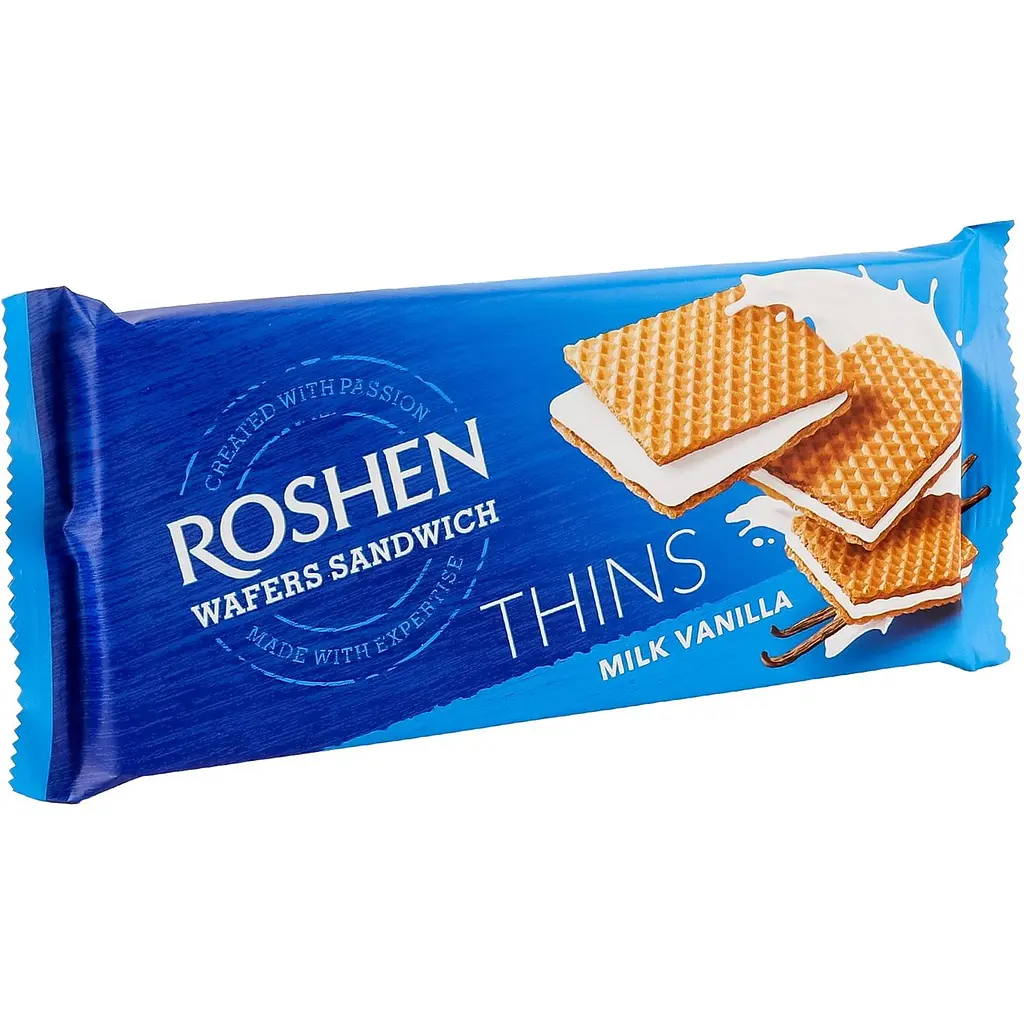 Вафлі Roshen Wafers Sandwich Thins Milk-Vanilla 55 г (914647) - фото 3