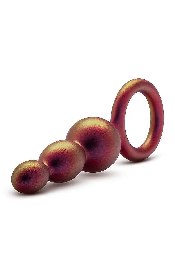 Анальна пробка Anal Adventures Matrix Beaded Loop Plug 14 см (жовтогарячий) - фото 2