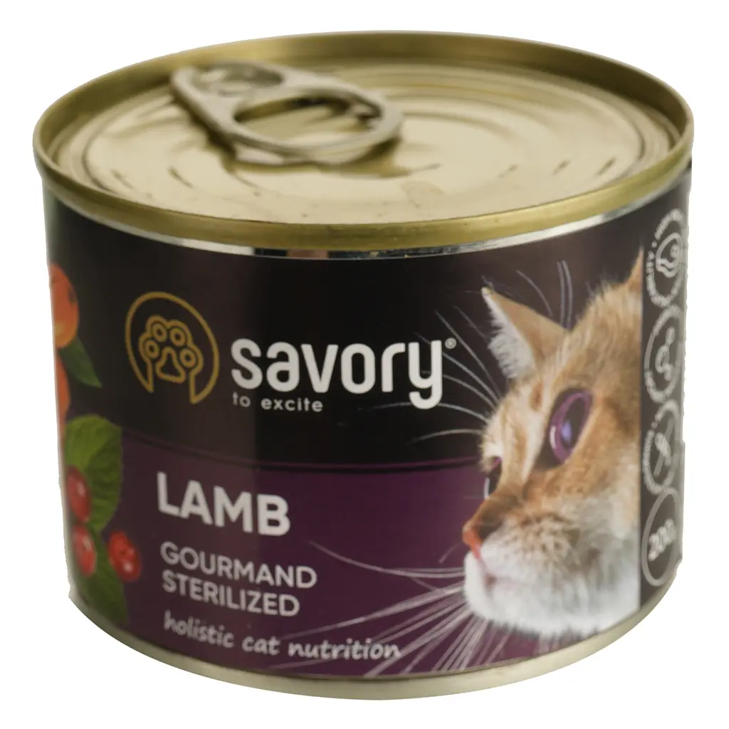 Влажный корм для взрослых стерилизованных кошек Savory Cat Can Adult Sterilised с ягненком 200 г - фото 2