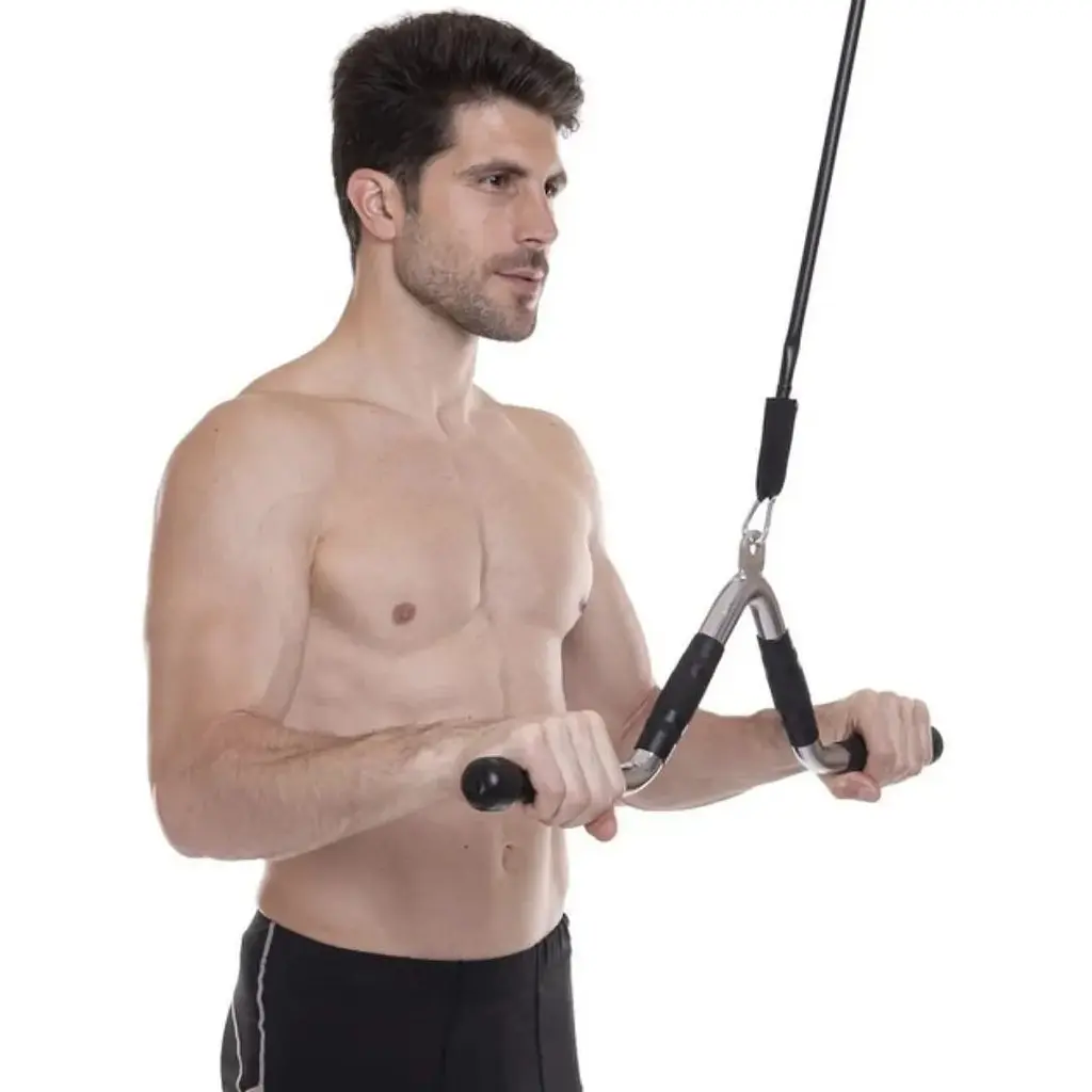 Ручка для тяги York Fitness V-подібна багатофункціональна з гумовими рукоятками, хром - фото 9