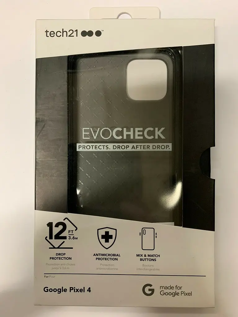 Протиударний чохол з антимікробним покриттям Tech21 Evo Check для Google Pixel 4 Smokey Black - фото 6