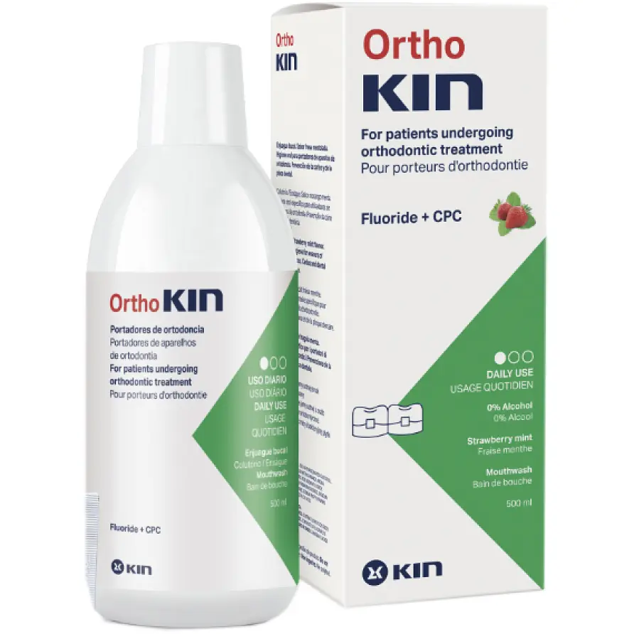 Ополіскувач ортодонтичний KIN Ortho Полуниця та м'ята 500 мл - фото 1