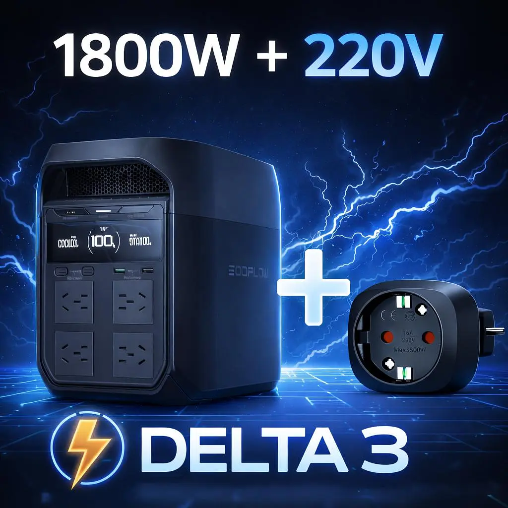 Зарядна станція EcoFlow Delta 3 (1024 Вт·год) 1800 Вт екофлоу x-boost 2700Вт(всплеск), швидка зарядка з перехідником під євро-вилку - фото 2