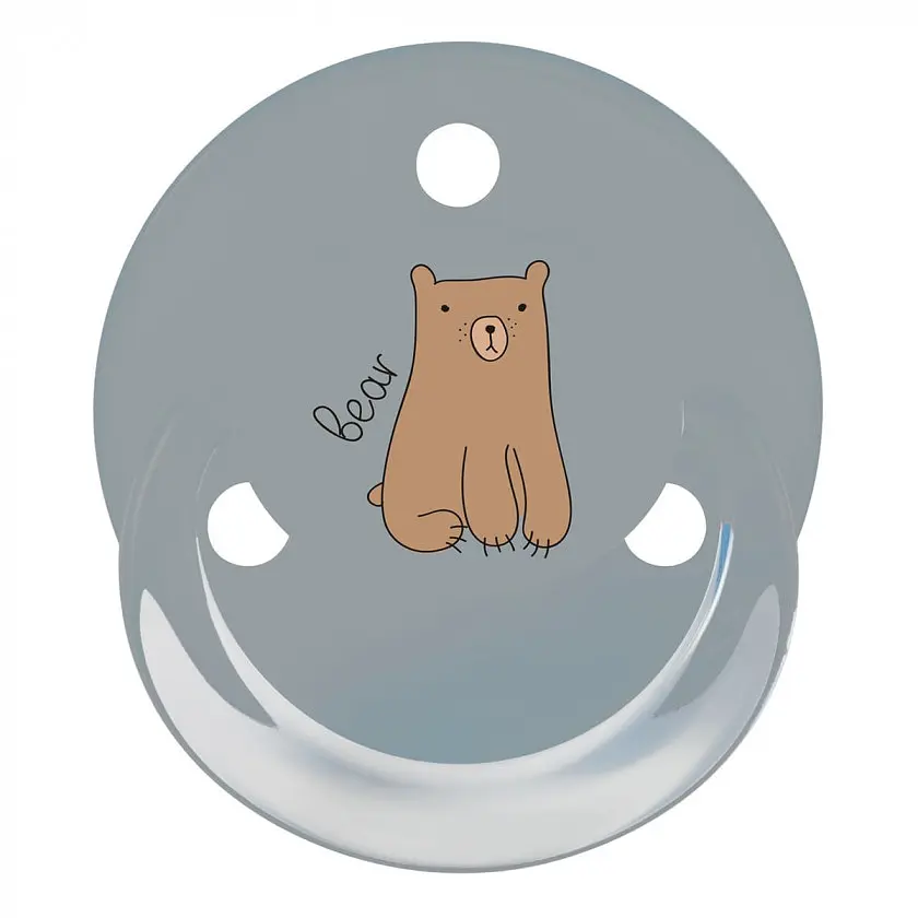 Пустышка силиконовая Baby-Nova Penguin&Bear Uni, круглая, 0-24 мес., голубой и серый, 2 шт. (3962098) - фото 2