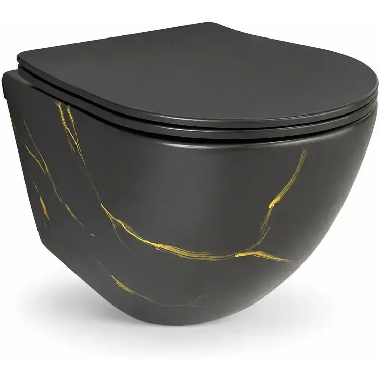 Підвісний безободковий унітаз VBI Vulcano Tornado black marble matt VBI-020418