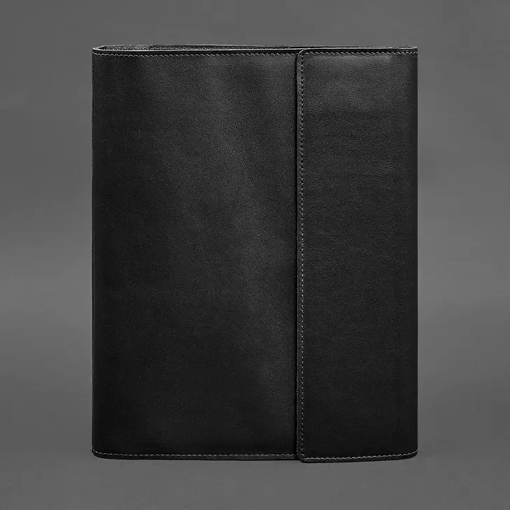 Кожаная папка для документов "Семейная" А4 на сегрегаторе с файлами черная - фото 11