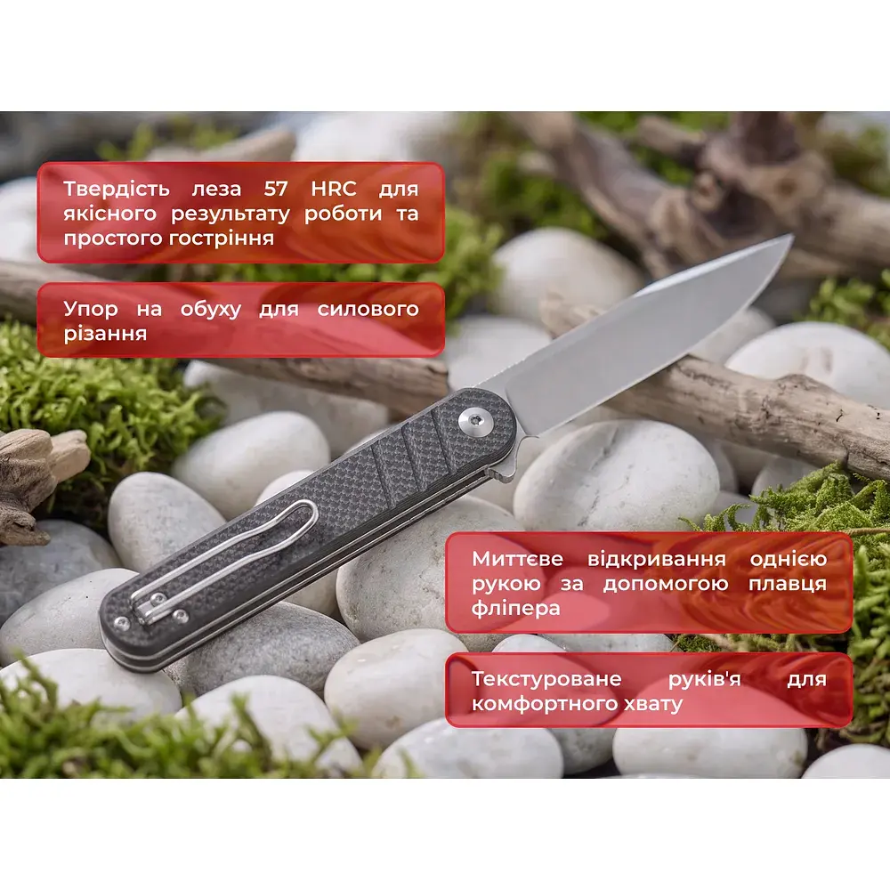Ніж складаний туристичний Ganzo G772-BK (8.9 см) 8CR14 / G10 чорний - фото 8