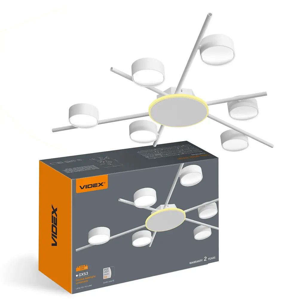 Светильник Videx под лампу 6xGX53 накладной с подсветкой белый (VL-SPF22B-WB) - фото 2