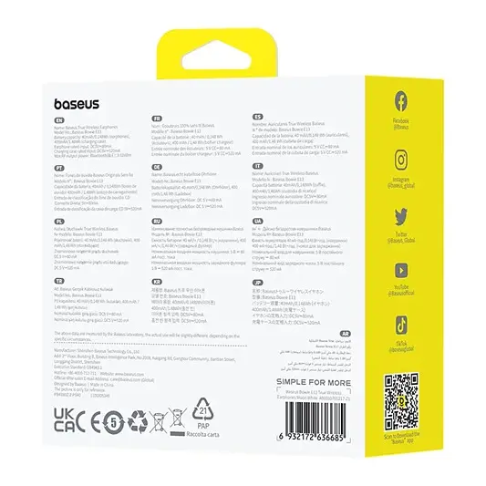 Беспроводные наушники Baseus Bowie E13 True Wireless Earphones, BT5.3, 40mAh, 400mAh, 6h, White A00059701217-Z1 - фото 7