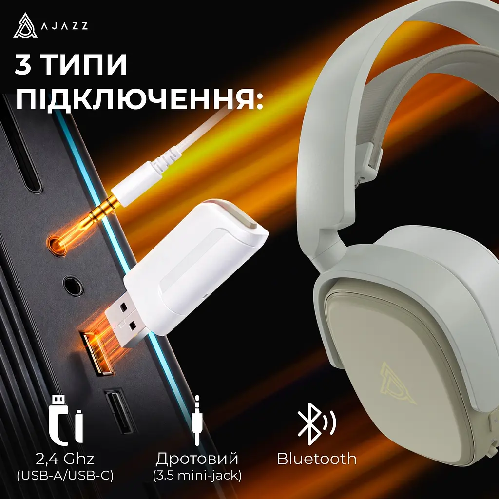 Наушники Ajazz AHM09 MAX 3-Mode Grey (AHM09-MAX-GW) - фото 15
