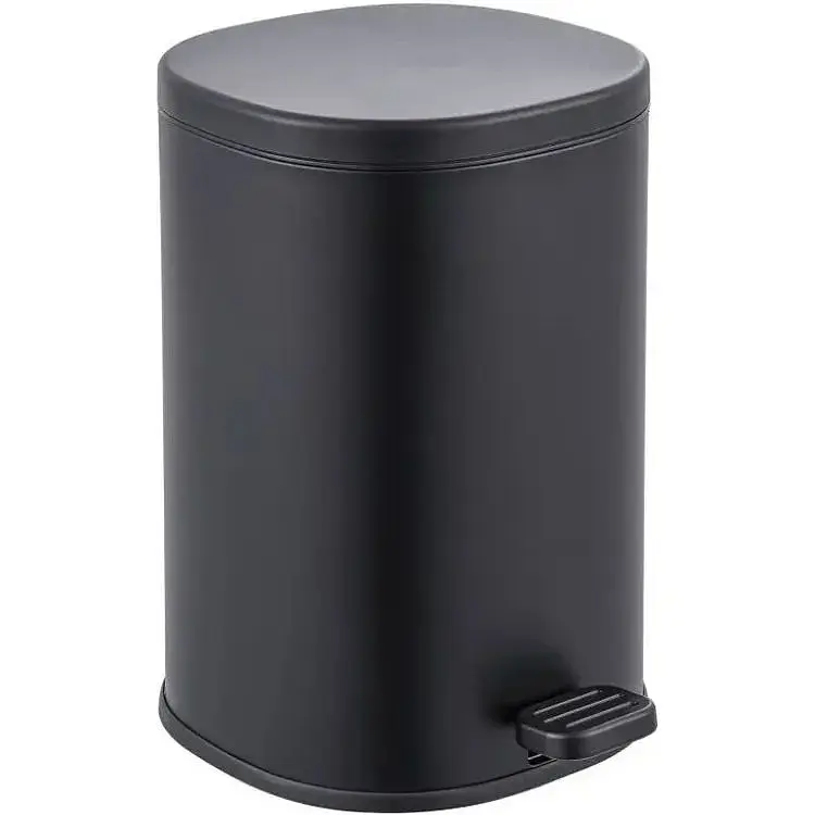 Відро для сміття з плавним закриттям овальне Zerix Prime-TC0105 5л Black ZX5902, Чорний матовий