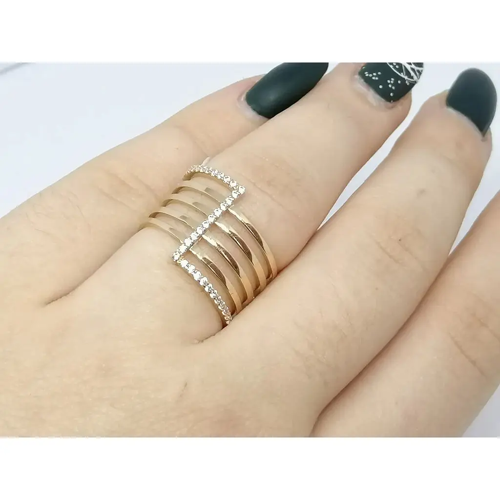 Золоте кільце Імперія золота з фіанітами. КВ1201(2)І 17,5 - фото 3