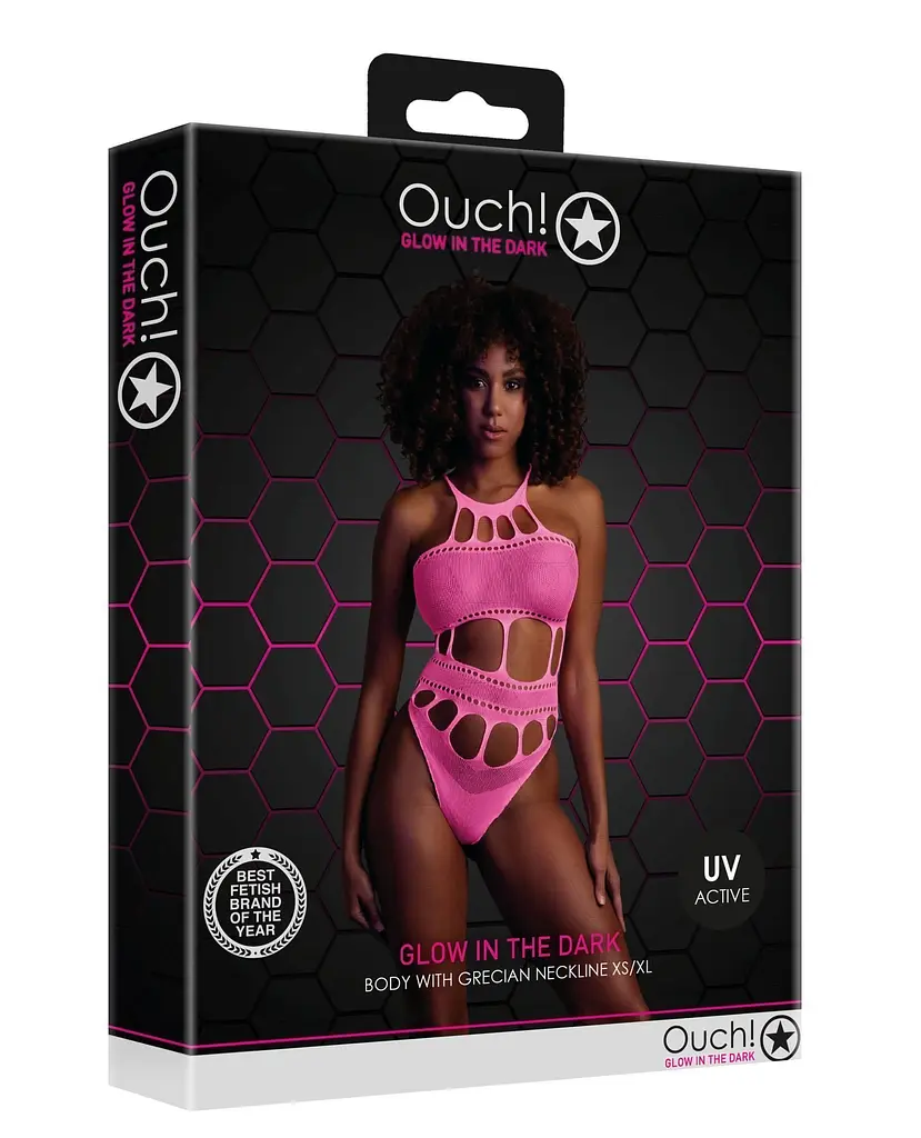 Боді Ouch! Grecian Neckline Neon, XS/XL (рожевий) - фото 7