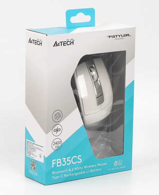 Мышь A4Tech FB35CS Silent Wireless/Bluetooth Icy White - фото 2