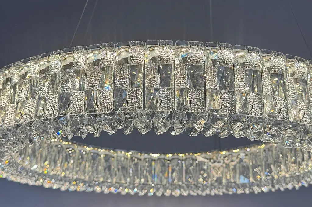 Підвісна кришталева LED-люстра кільце Linisoln 50033-500 50 см 80 Вт із димером для спальні та вітальні до 16 м2 - фото 2