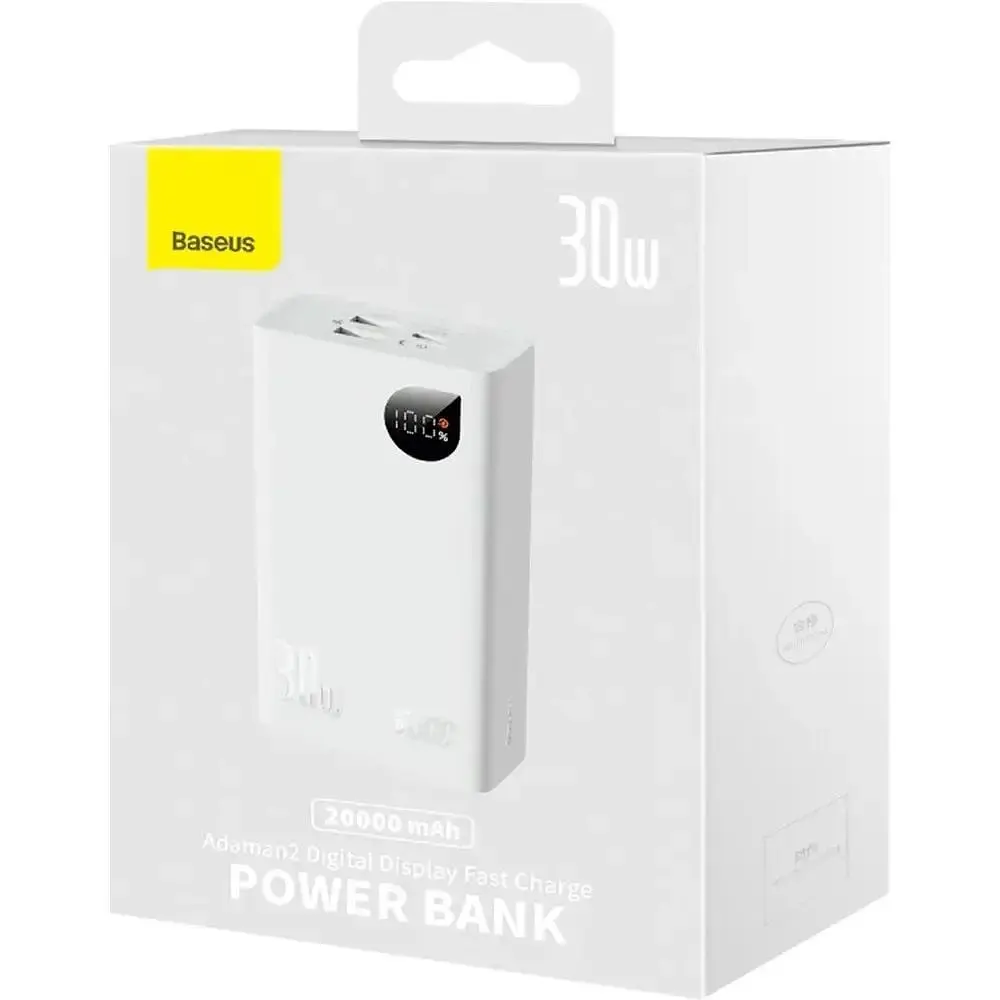 Павербанк Baseus Adaman2 Digital Display Fast Charge 10000 mAh 30 W білий (PPAD040002)  - фото 10