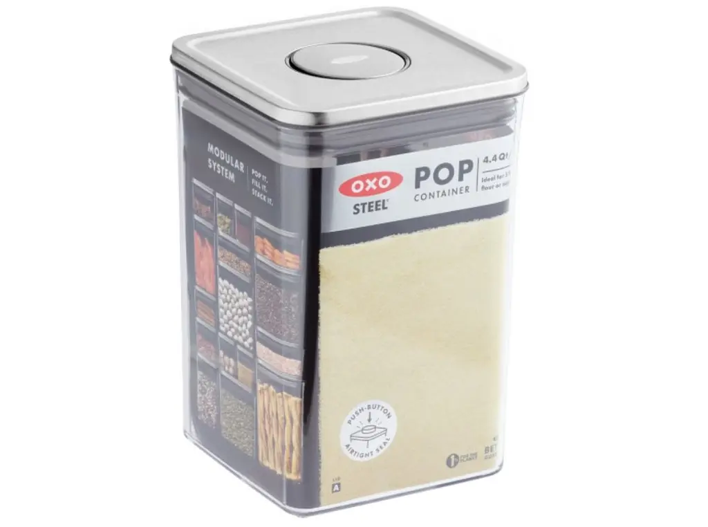 Емкость для хранения Oxo Good Grips Steel POP, 4,2 л, прозрачный с серым (3118200) - фото 2