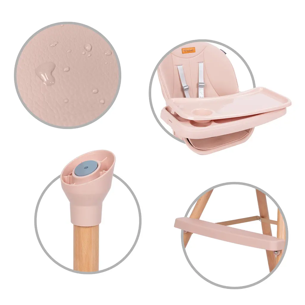 Стульчик для кормления Kidwell Eatan Wood 4 в 1 Pink (5901130090990) - фото 7