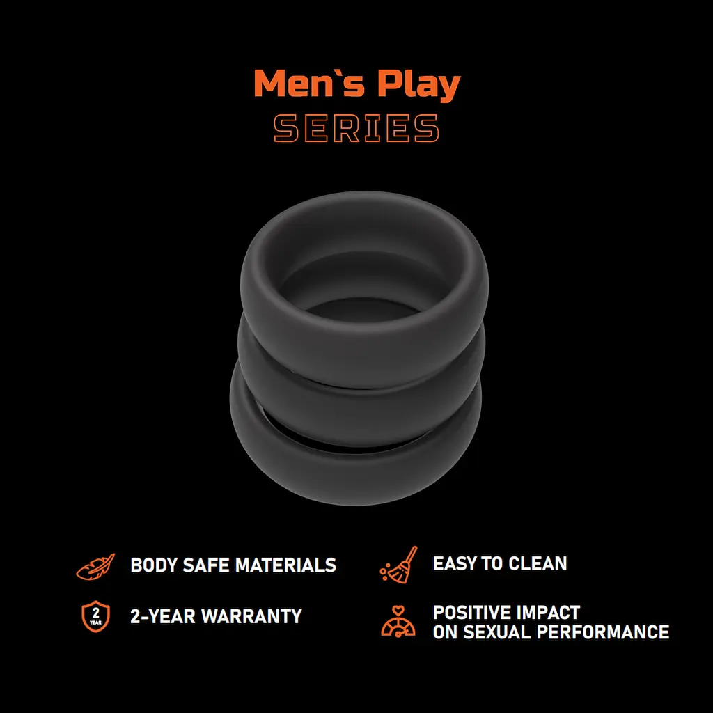 Набір ерекційних кілець Erospace Men's Play B9 3 шт. чорний - фото 2